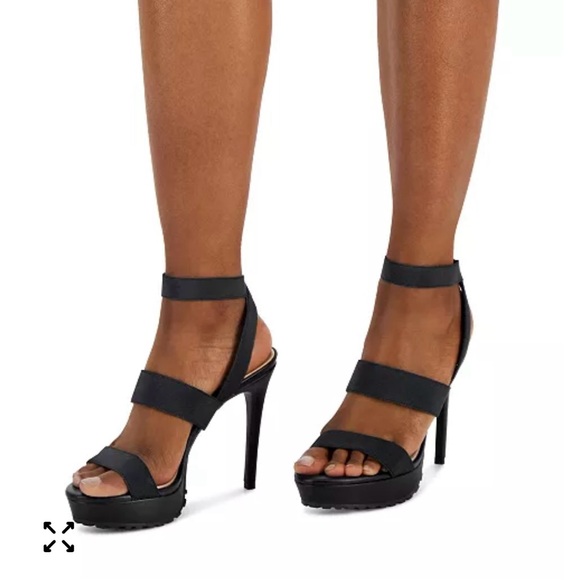 INC International Concepts Black Strappy Heels - Picture 2 of 8